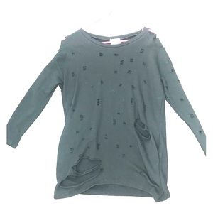 Distressed long sleeve shirt